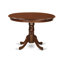 L'ensemble de salle à manger 5 pièces comprend une table de salle à manger ronde avec piédestal et 4 chaises Parson rembourrées en lin crème, acajou-974126845-974126842-1060232974