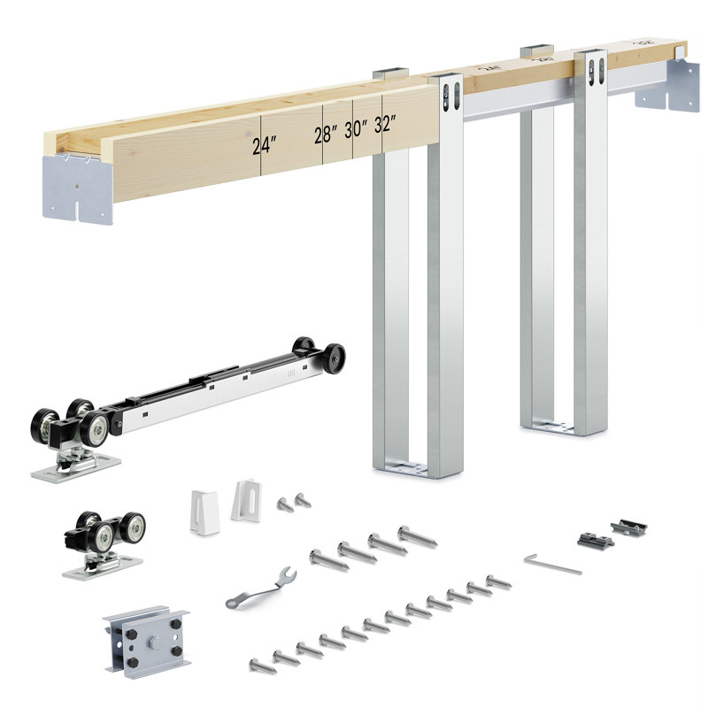 Soft Close and Open 24" to 36" Upright Universal Lightweight Pocket Door Frame(Door Not Included), 80" H x 36" W  x 1.22" D