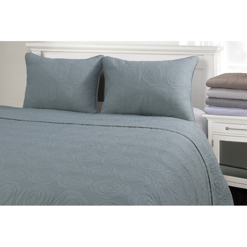 Cotton Sateen Floral Quilt, Full/Queen Quilt + 2 Pillow Shams, Taupe