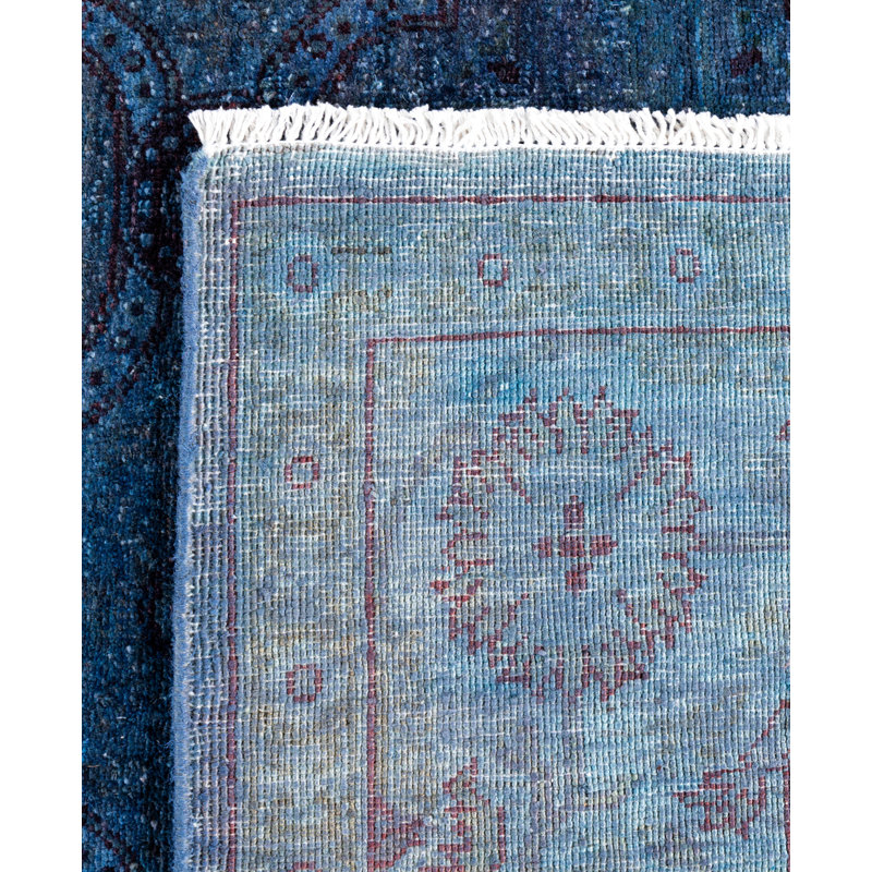 Overdyed Hand-Knotted Wool Modern-Contemporary Navy Area Rug 5' 10" x 8' 1"
