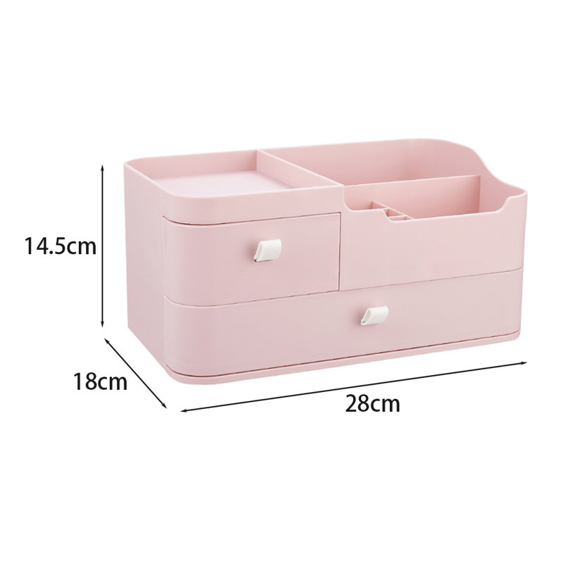 Modern Pink Plastic Desktop Makeup Storage Organiser