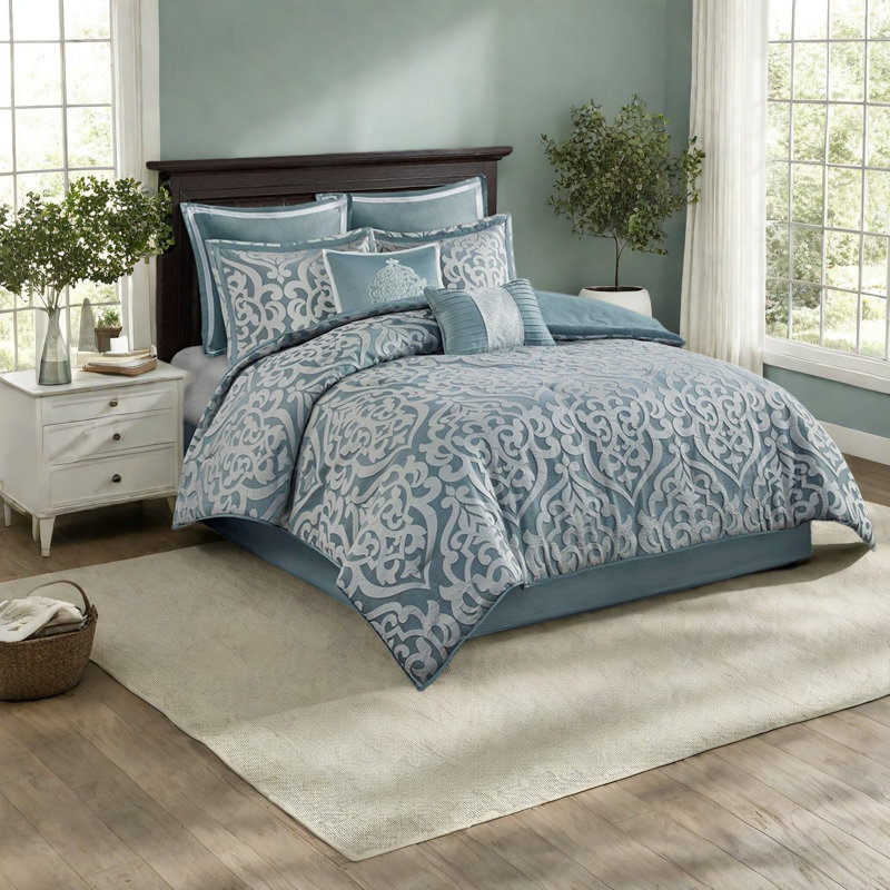 Ensembles de literie luxueux en jacquard, polyester, motif damassé classique, pour un confort toute l'année