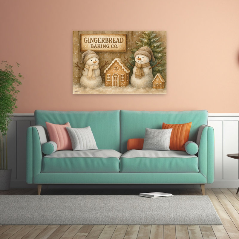 Gingerbread Baking Co. Rustic Vintage Abstract Winter Wall Art Print 1 Piece Wrapped Canvas Wall Art, 81.28cm H x 121.92cm W