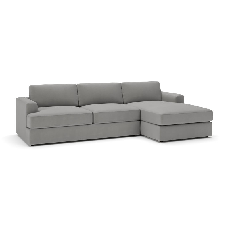 Cayden Sectional with Chaise, Bayou Light Gray Canvas, Right Hand Facing
