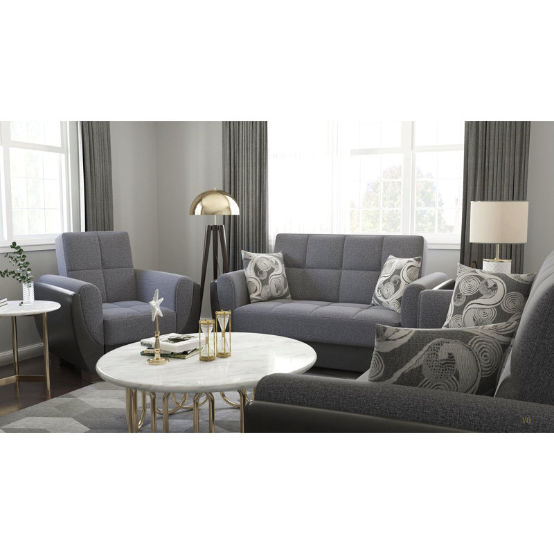 Causeuse convertible avec rangement en polyuréthane Primenest Nimbusflow, Gris