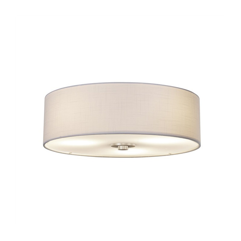 Fabric Flush Mount, White, Nickel