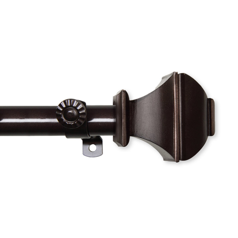 Ensemble de tringle à rideaux simple et quincaillerie pour fenêtre à 4 côtés Anferney, 28 po à 48 po (chaque tringle), Cacao