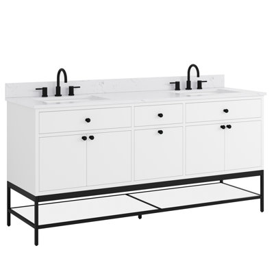 Paisley 72 in. Double Bathroom Vanity with Engineered Stone Top