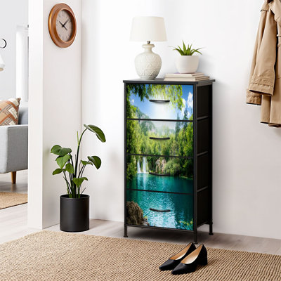 Commode pour commode de chambre à coucher pour commode Lake Deep Forest Commodes et commodes de rangement en tissu avec 4 tiroirs