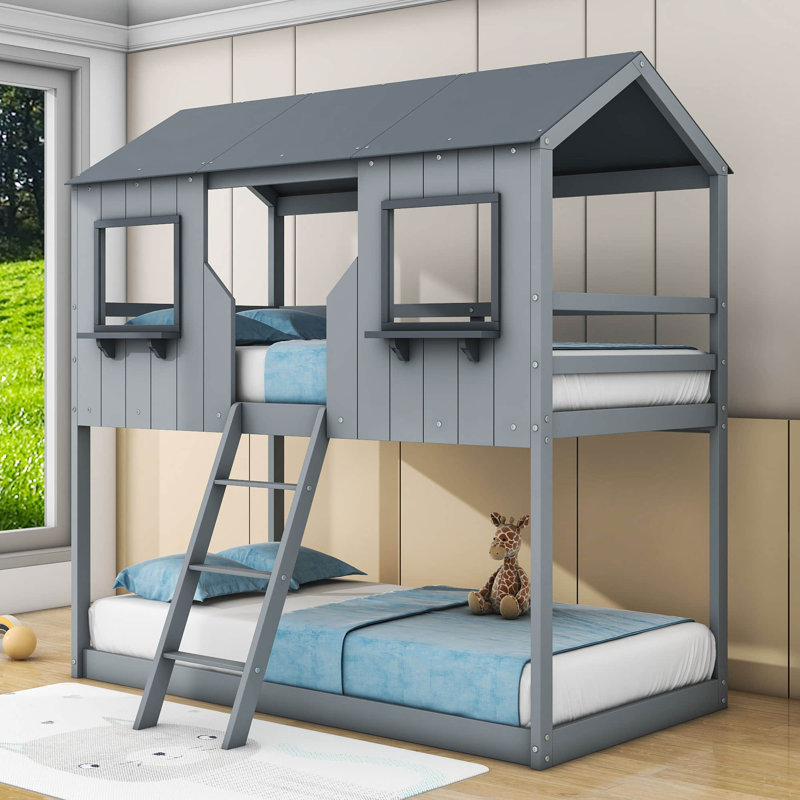 Lit superposé simple Bowning, gris