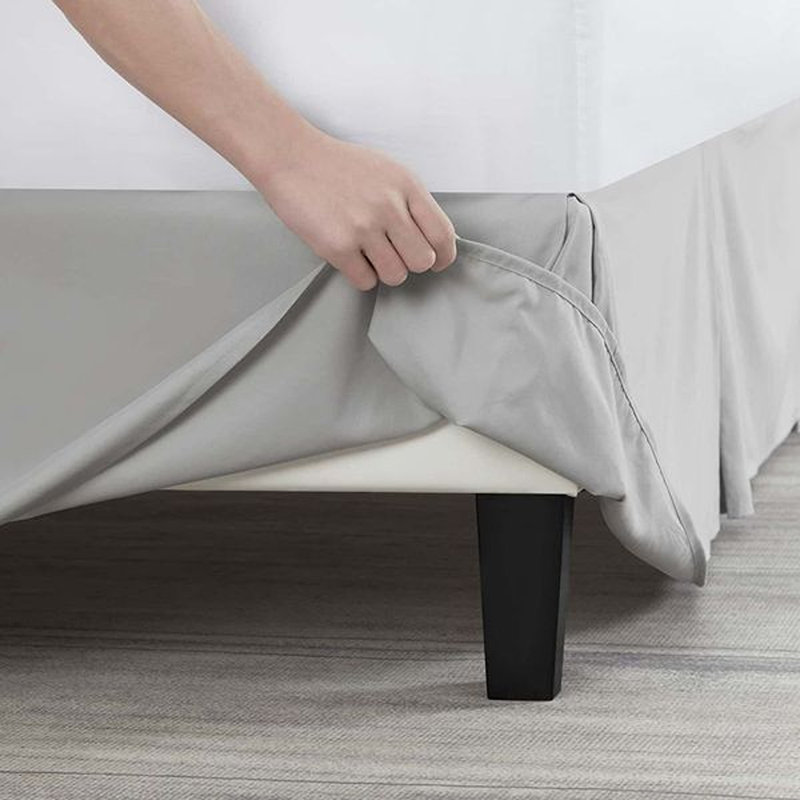 Jupe de lit plissée de luxe de 14 po, Gris clair, Double