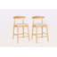 Tabourets de comptoir en bois massif de style moderne Mid-Century 24 po, tabourets de comptoir rembourrés avec pieds en bois pour îlot de cuisine Bar (structure naturelle et coussin beige)
