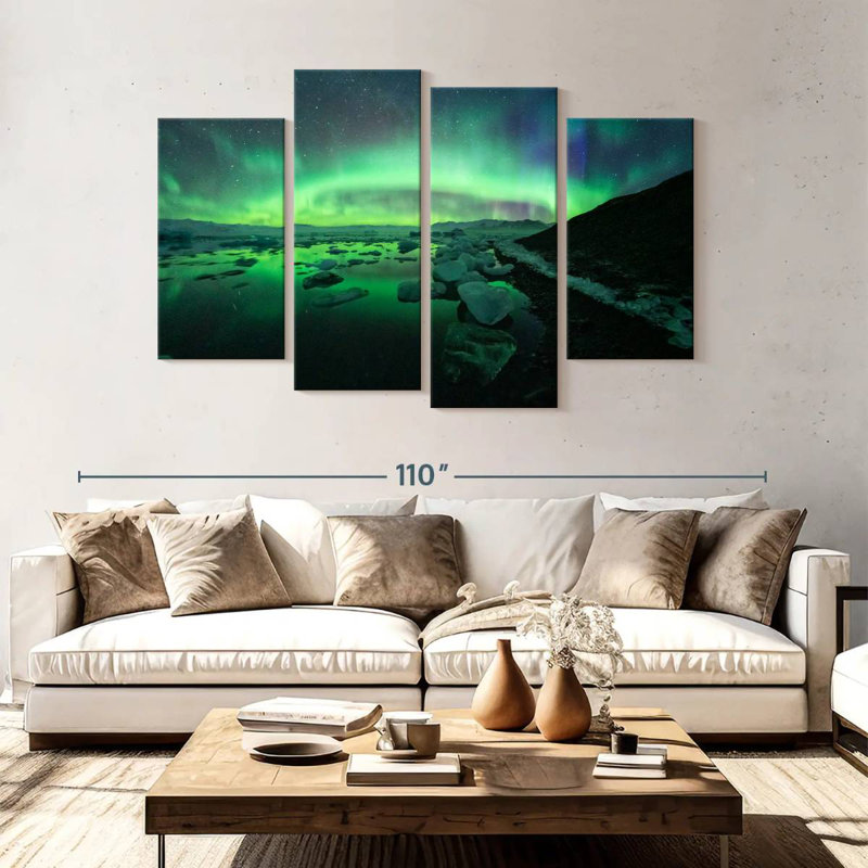 Alvord Jokulsarlon glacier lagon aurore ciel, H 54 po x l 84 po