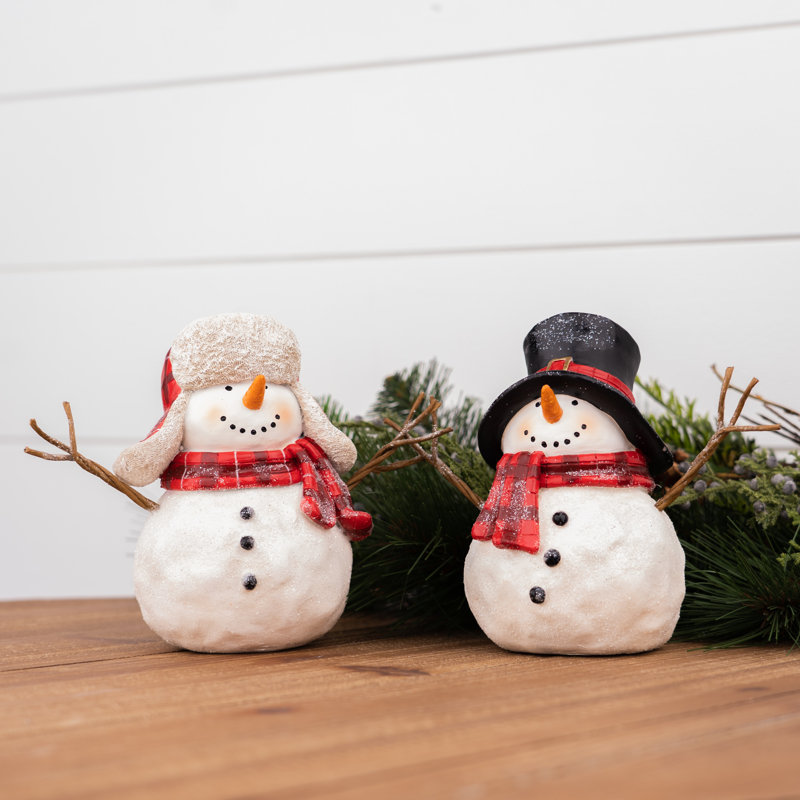 Figurine bonhomme de neige avec écharpe (ensemble de 4)