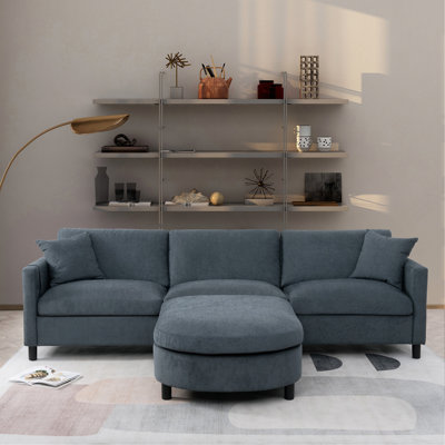 Canapé modulaire 107,87 pi avec 1 repose-pieds, coussin de siège et dossier amovible