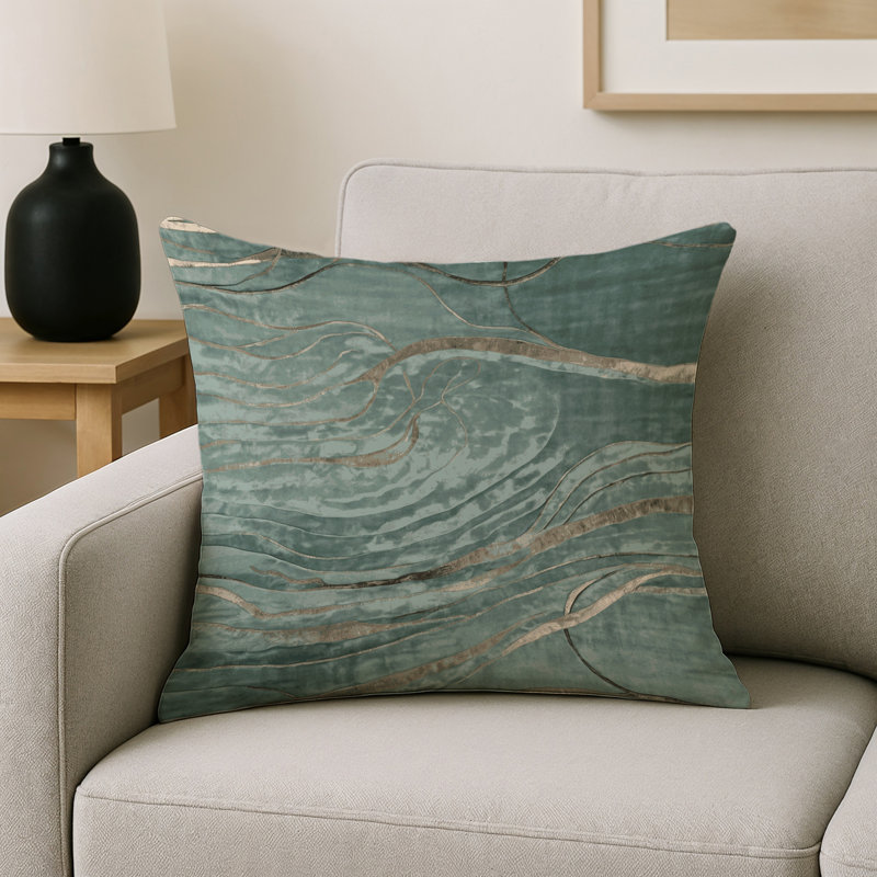 Coussin décoratif intérieur / extérieur bleu Modern Modern, Gris abstrait 19, Carré 20 po