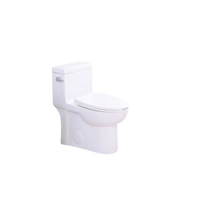 Toilette une pièce 1,28, économiseur d'eau, hauteur de confort allongée, siège à fermeture douce et silencieuse, chasse d'eau 1000 grammes, blanc brillant 003S, toilette fixée au sol pour salle de bain, conception à économie d'énergie, siège à hauteur de fermeture confortable