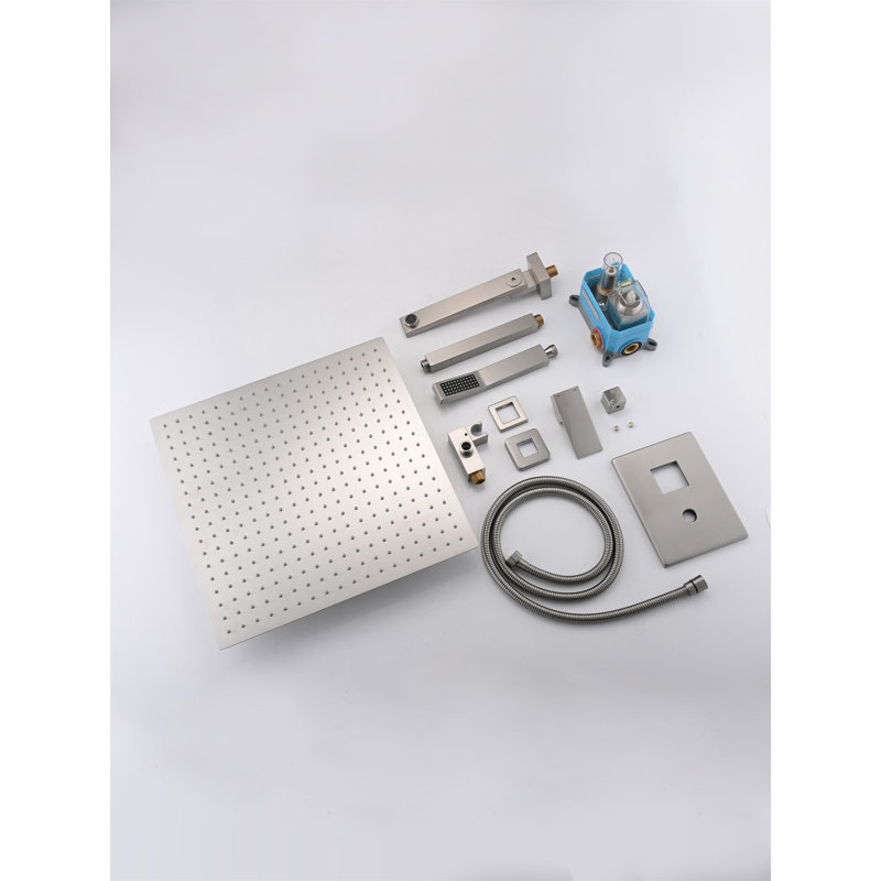 Ensemble de système de douche de plafond avec douche à main et pomme de douche 16 po