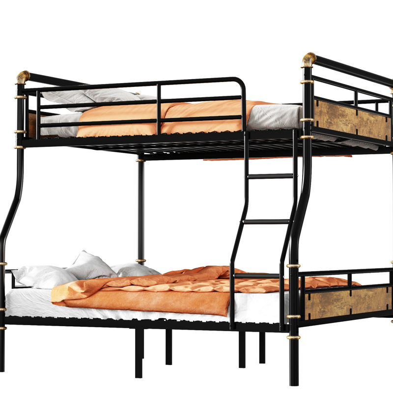 Full Xl Over Queen Bunk Bed, Rustic Accent, Metal, Black Bed Queen, Functional And Attractive, Metal