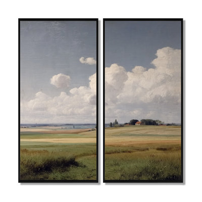 «Summer Day In The English Countryside», impression sur toile encadrée campagne verte, 2 pièces
