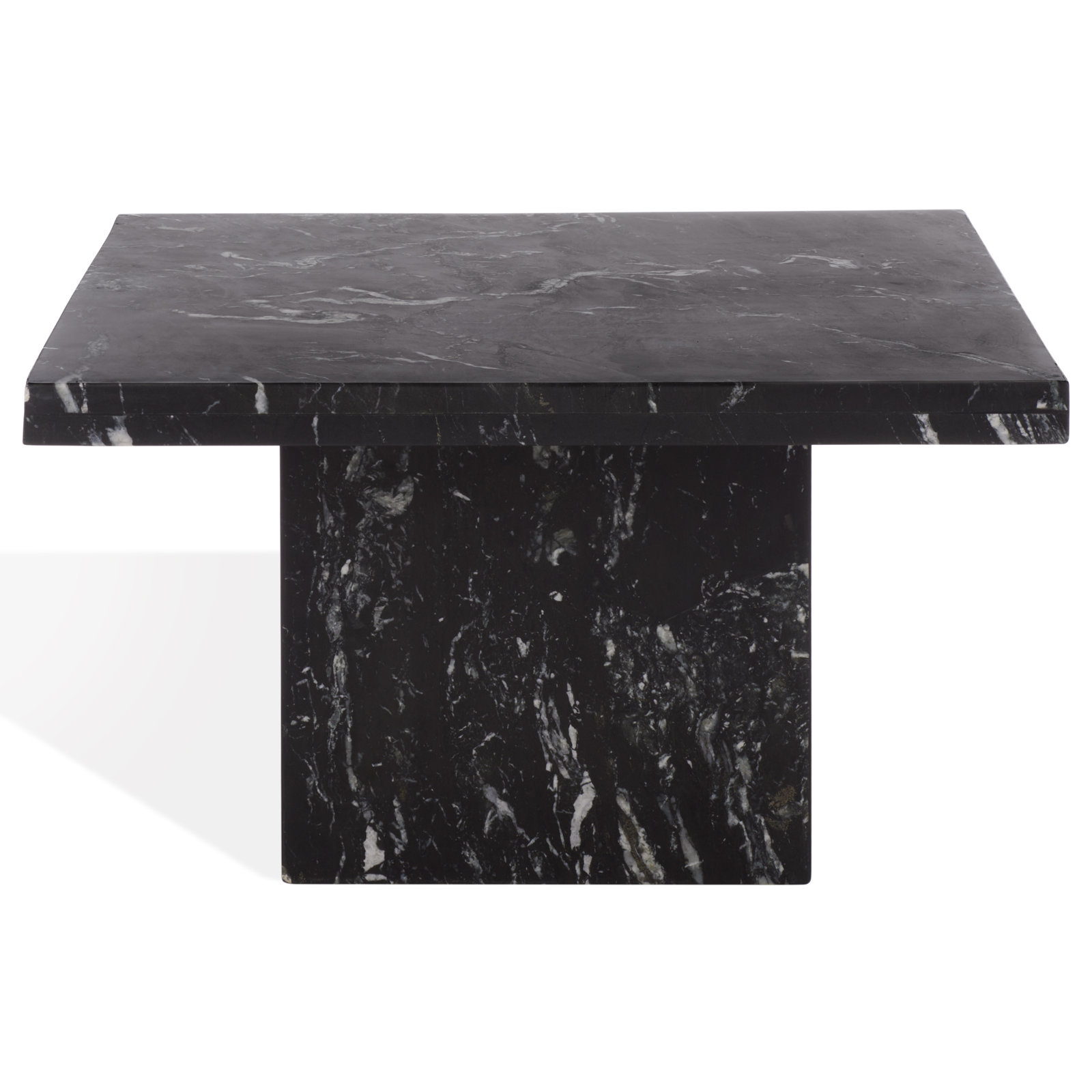 Pristina 21" Genuine Marble End Table, Black, 12" H x 21" W x 21" D
