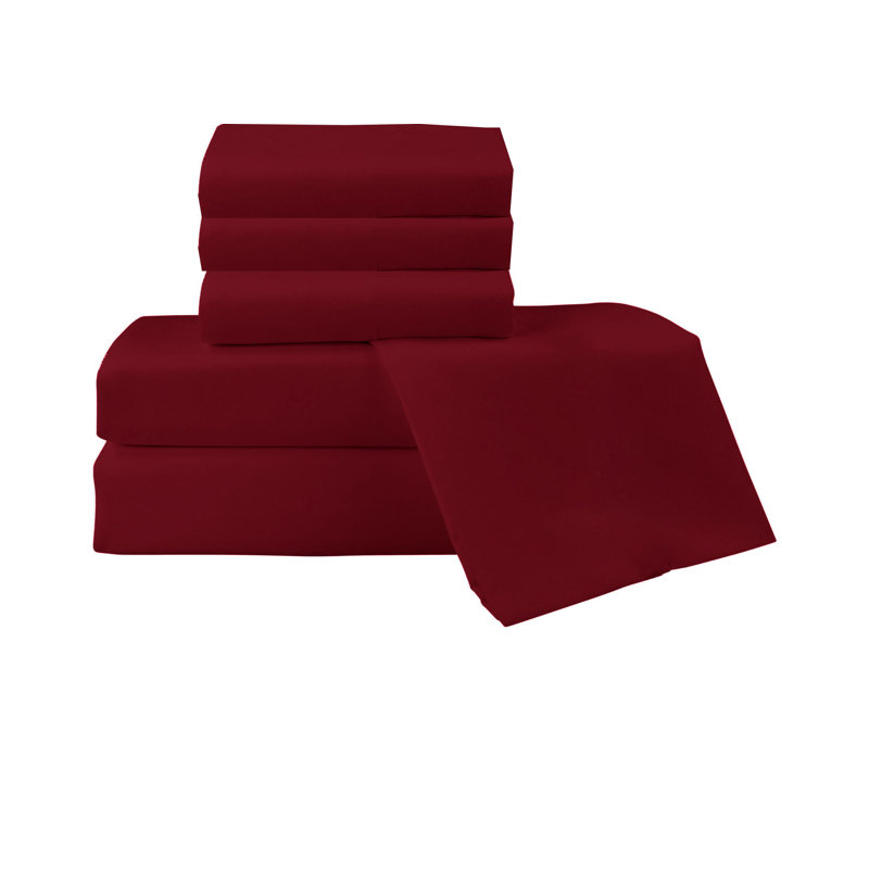 Ensemble de draps en rayonne 6 pièces Jaree, Grand, Bourgogne