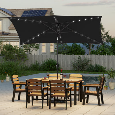 Parasol de marché pour terrasse avec lumière extérieure 10x6.5ft