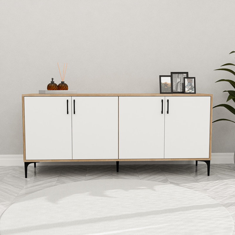 Stylish Console Table with Wall-Mount Option, Oak & White Finish, 70.9 x 31.5 x 17.7 inches | 100% Melamine Coated Chipboard, Durable Plastic Legs | Multiple Shelves for Storage, Modern Design for Living Room & Entryway