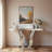 Silver Mirrored Console Table With Curved Legs And Inlaid Crystal-like Stones
