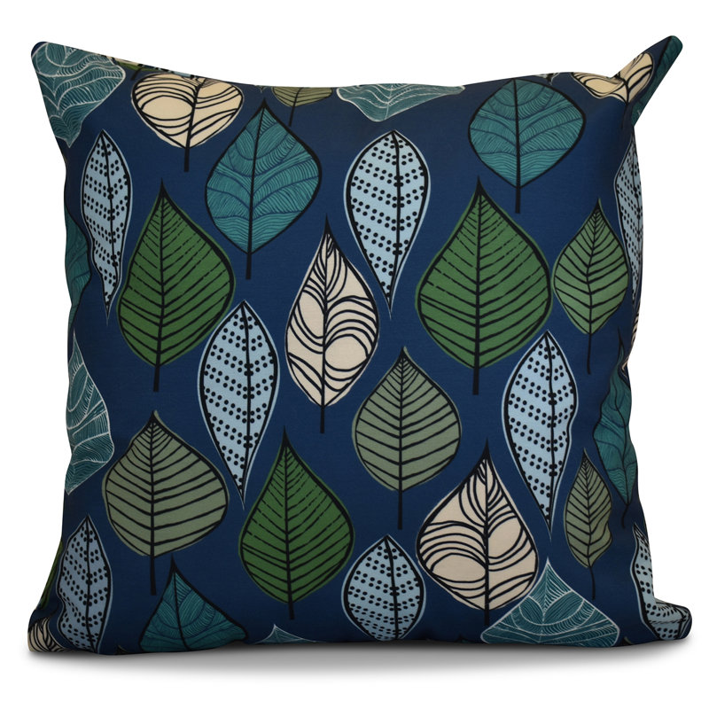 Flipping For Fall Floral Outdoor Reversible Throw Pillow, 18" H x 18" W x 2" D, Blue