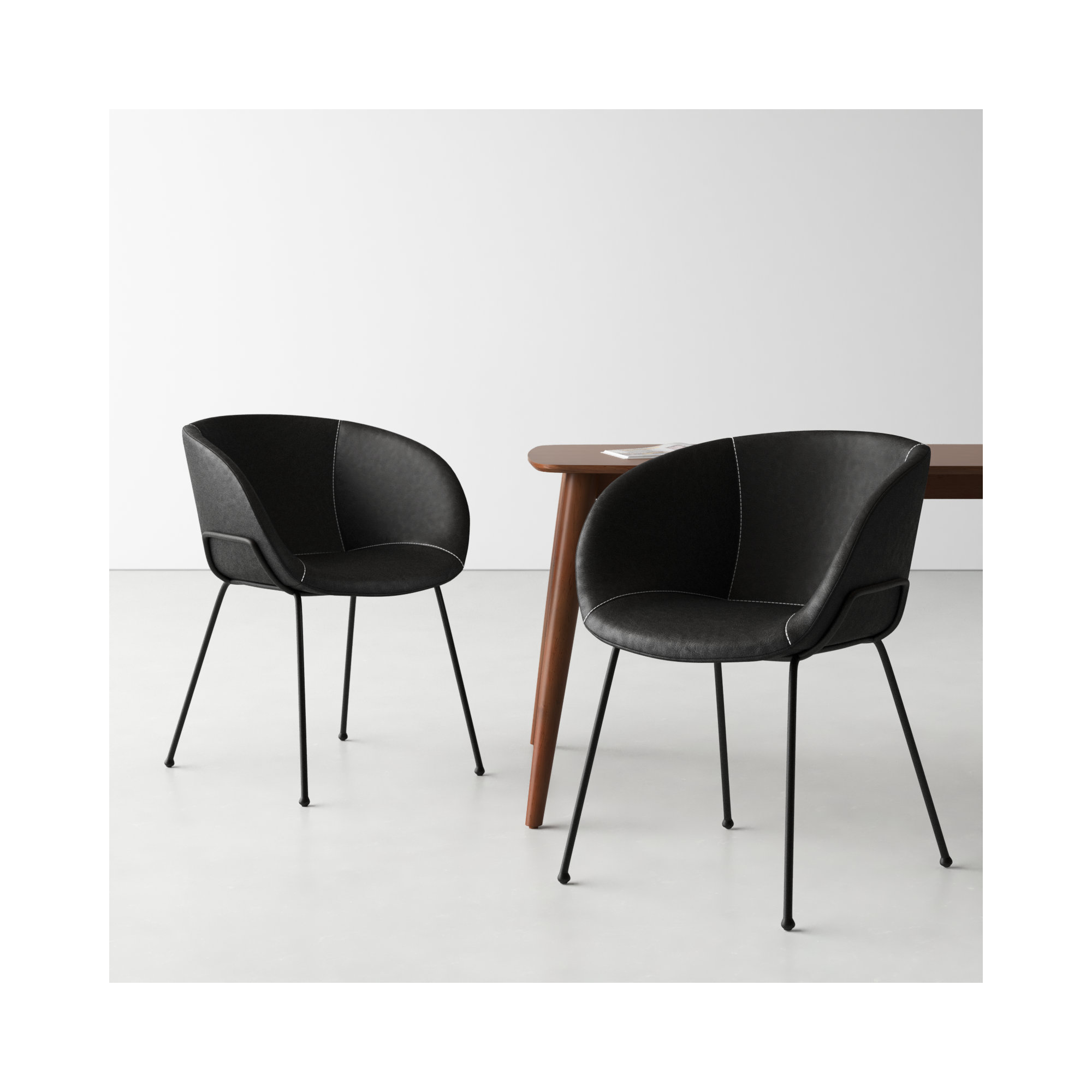 Ardea Upholstered Arm Chair, Matte Black, Dark Brown Faux Leather