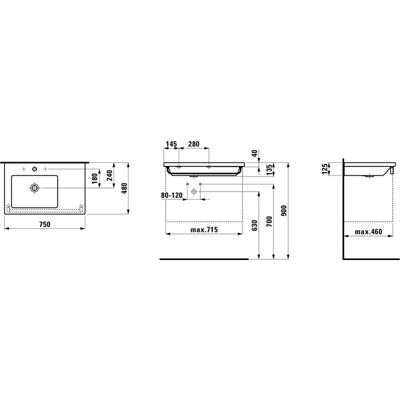 Living Square 29.53'' W Single Vanity Top, 1 Hole