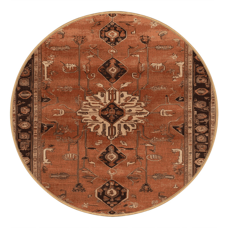 Tapis brun lavable à la machine, Rond 7 pi