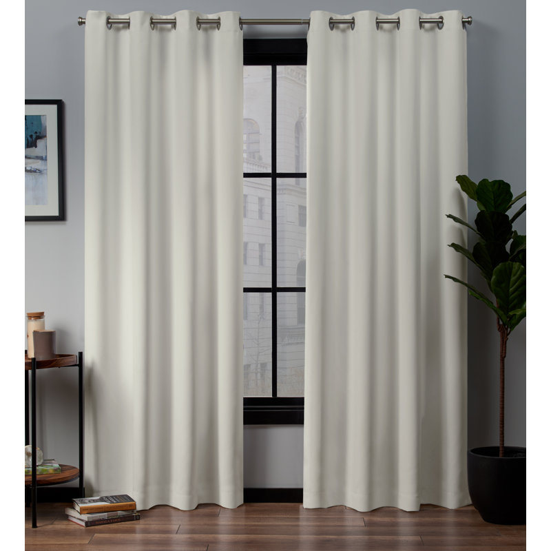 Kennith Sateen Room Darkening Curtain Pair, 52" W x 84" L, Ivory