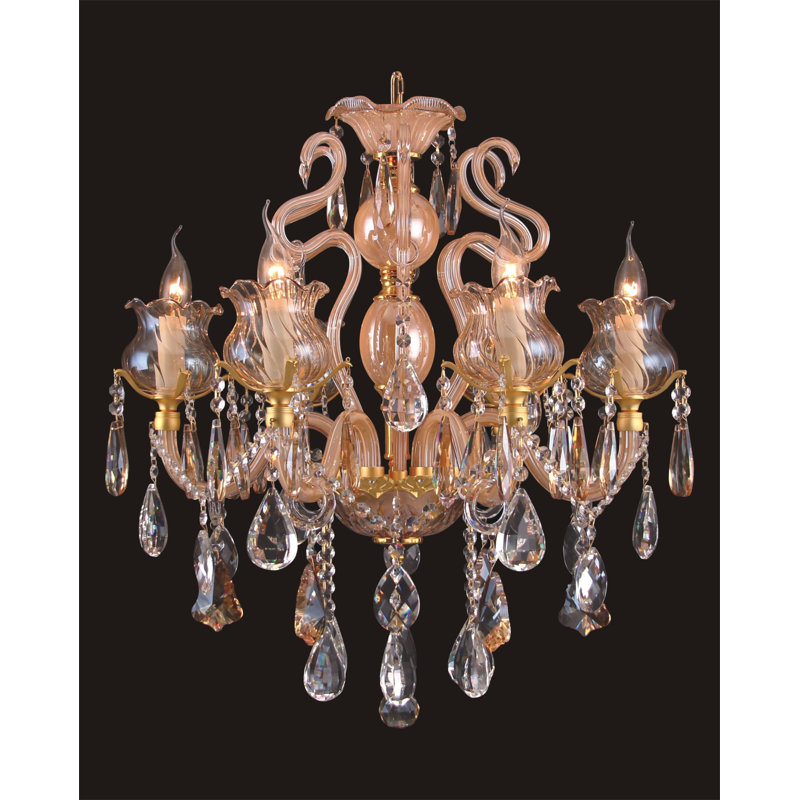 Lustre empire 6 lumières de style bougie Tedeschi, Doré / champagne