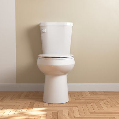 Toilettes allongées deux pièces pour salle de bain Dynasty, cuvette de toilette à hauteur de siège ADA 17,5 po avec siège à fermeture en douceur, toilette à double chasse 1,1 / 1,6 GPF et MaP 1000 g, toilette blanche brute 12 po