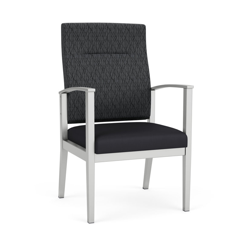 Chaise en métal Amherst, Argent, Vinyle bleu Patriot Plus Imperial