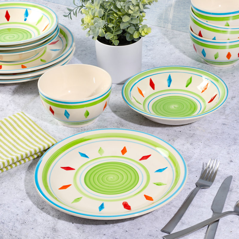 Service de table 12 pièces Gibson Home Heidy - rouge, Vert