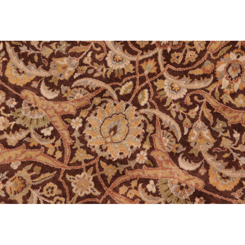 Tapis brun / beige / rouge en laine noué à la main 7 pi 11 po x 10 pi 6 po Pada Oriental