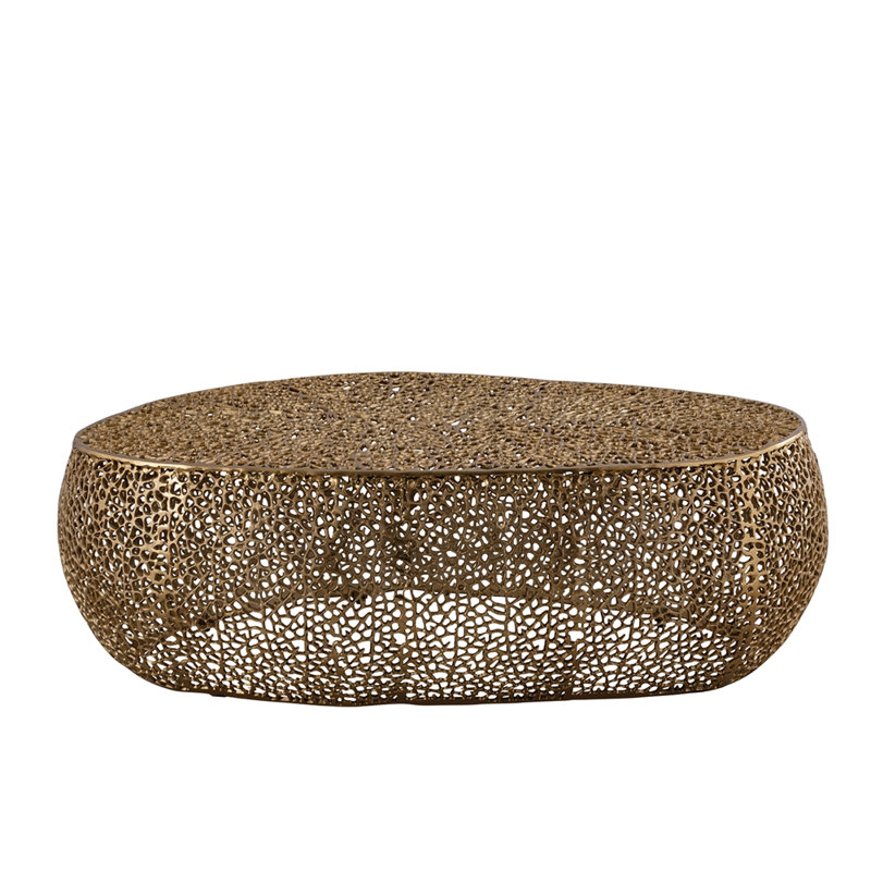 Élégante table basse ovale, Doré