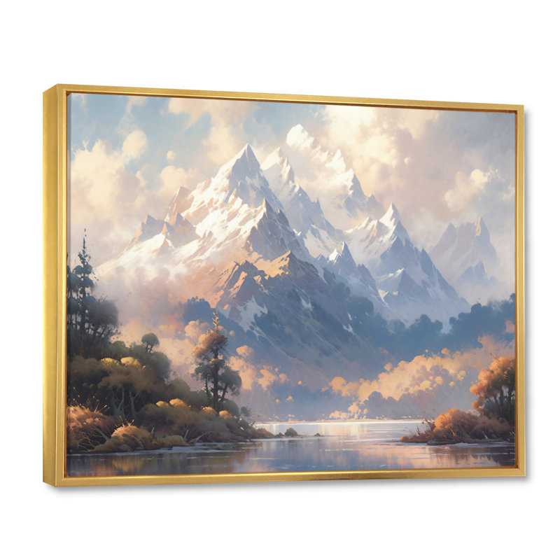 Arctique rêves - paysages art mural salon, H 16 po x l 32 po x P 1 po, Cadre flottant doré