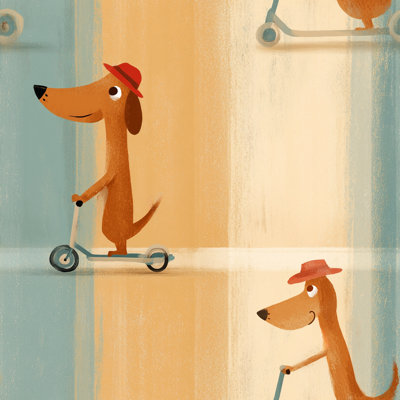 Caricature de chien avec rouleau de papier peint amovible