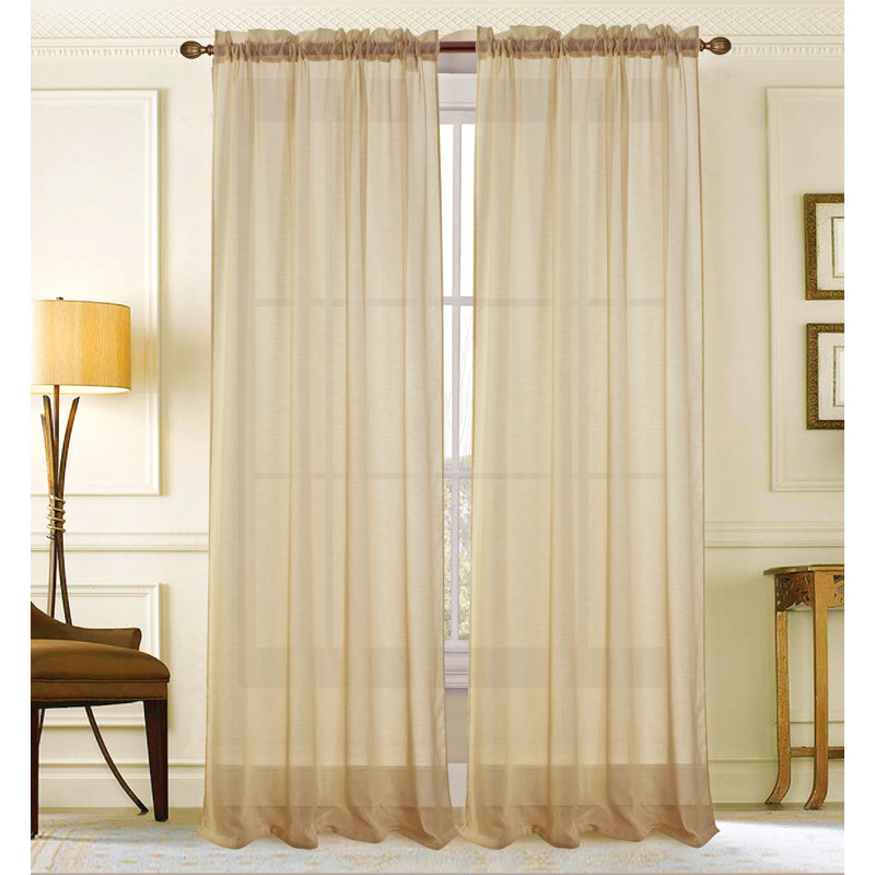 Landrienne Sheer Curtain Single Panel, Beige