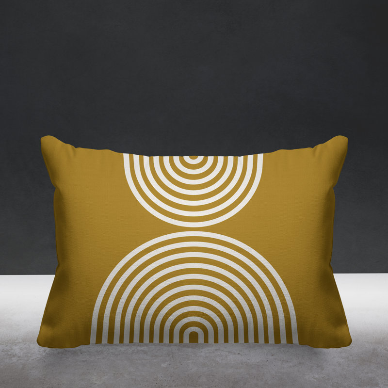 Coussin décoratif intérieur / extérieur Bini Boho Rainbow, Jaune, 14 po x 20 po, Rectangulaire