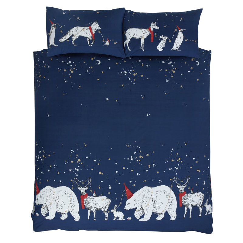 Winter Animal Parade Duvet Cover Set, Single Duvet Cover + 1 Standard Pillowcase