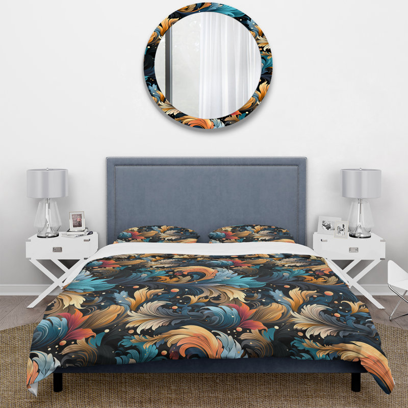 Ensemble de housse de couette Artistic Whirls, Housse de couette simple + 1 taie décorative stan