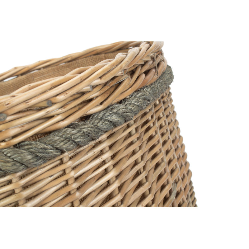 Claridge Wicker Rope Handled Lined Log Basket, 36cm H x 30cm W x 48cm D