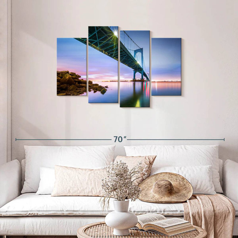 Lilie Whitestone Bridge At Dusk, 27" H x 43" W