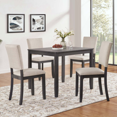 Ensemble de table de salle à manger moderne pour 4 personnes avec 4 chaises, ensemble de table à manger pour 4 personnes, ensemble de table à manger en bois 5 pièces pour le salon, la cuisine et la salle à manger