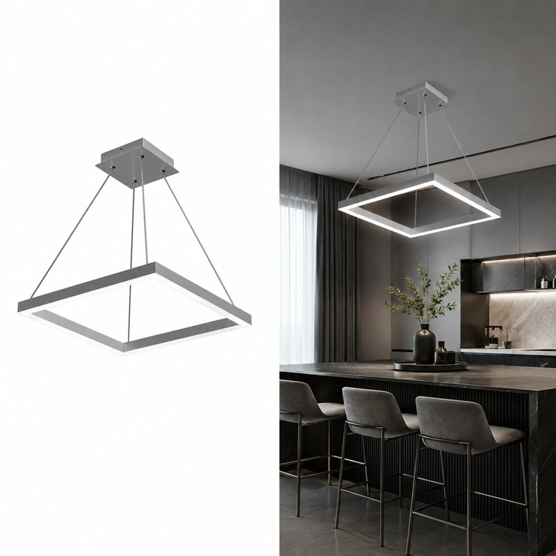 Luminaire suspendu carré à 1 lumière Aekerly, Aluminium